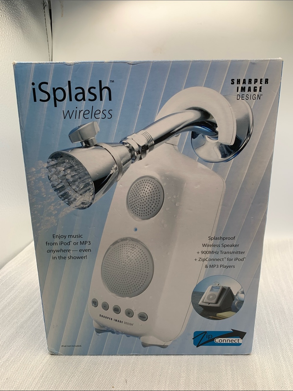 iSplash wireless splashproof shower speaker pool Sharper image zip connect NEW